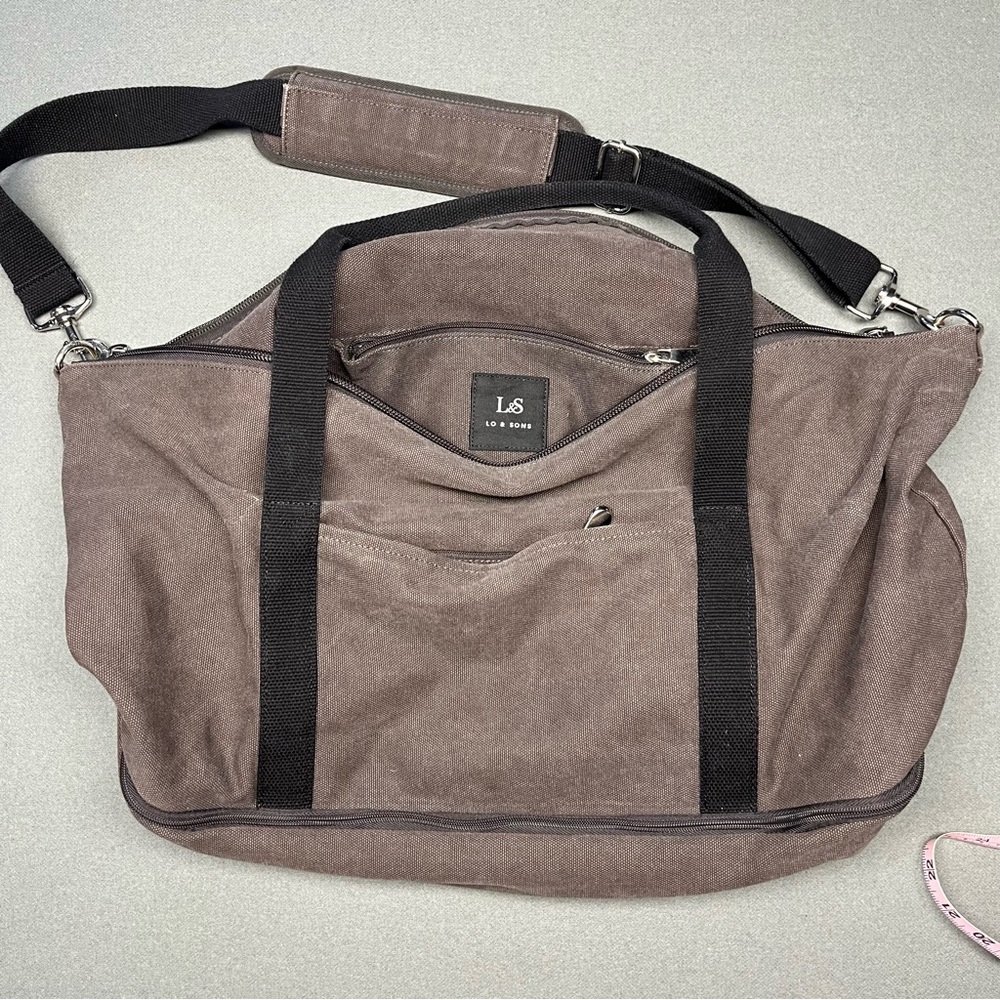 Lo & Sons Charcoal Grey with Black Straps Catalina Deluxe Small Weekender Bag